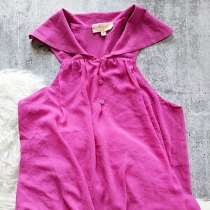 Lost April Anthropologie pink collared flowy tank